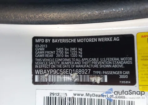 2014 BMW 650I из США, поврежденный, VIN WBAYP9C56ED168927